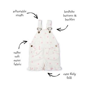 Dotty Dungarees Love Heart Overall Shorts 6-7y